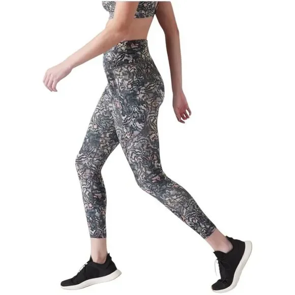 Athleta Gray Print Ultimate Stash 7/8 Tight XXS NWOT - Picture 5 of 9